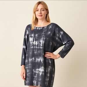 Bryn Walker Gray White Tie Dye Oversized Tunic Dress Size Small T-shirt Casual